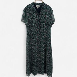 Vintage Fairy Button Down 100% Silk Maxi‎ Dress